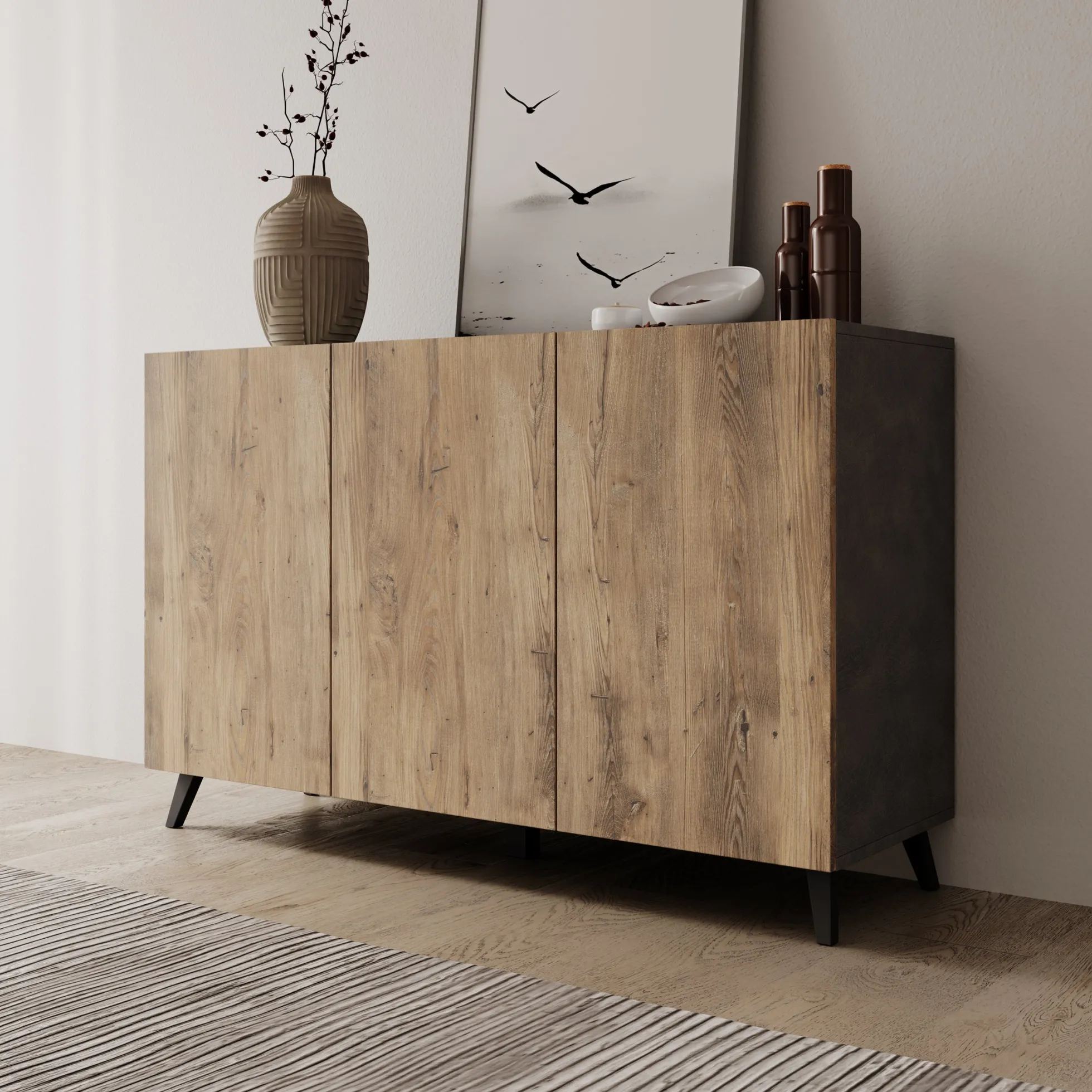 Pulse 3 - Dressoir - Eikenpatroon/grijs - 120x39x76 cm