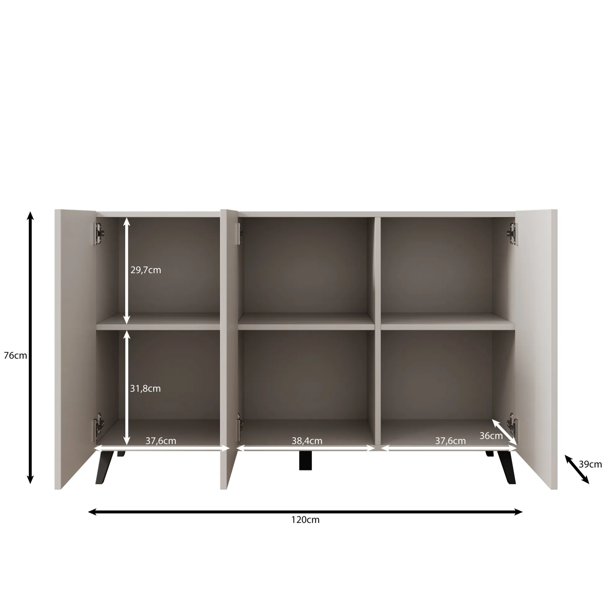 Pulse 3 - Dressoir - Eikenpatroon/grijs - 120x39x76 cm