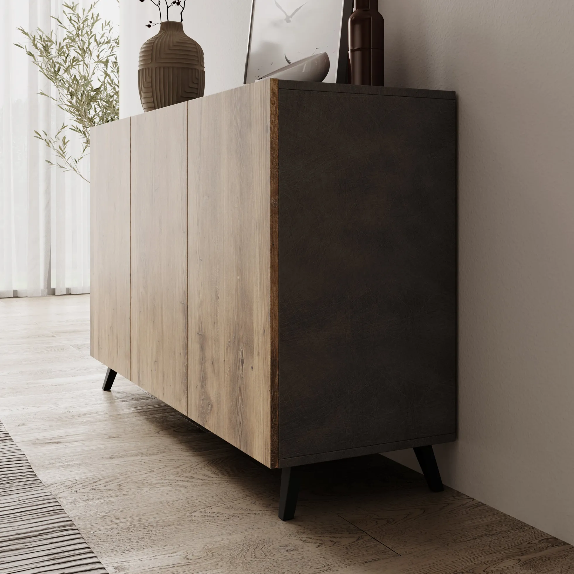 Pulse 3 - Dressoir - Eikenpatroon/grijs - 120x39x76 cm