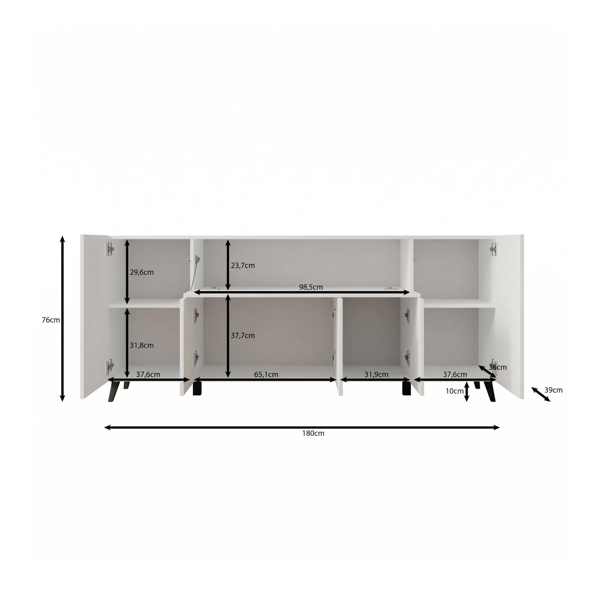 Pulse 4 - Dressoir - Wit - 180x39x76 cm