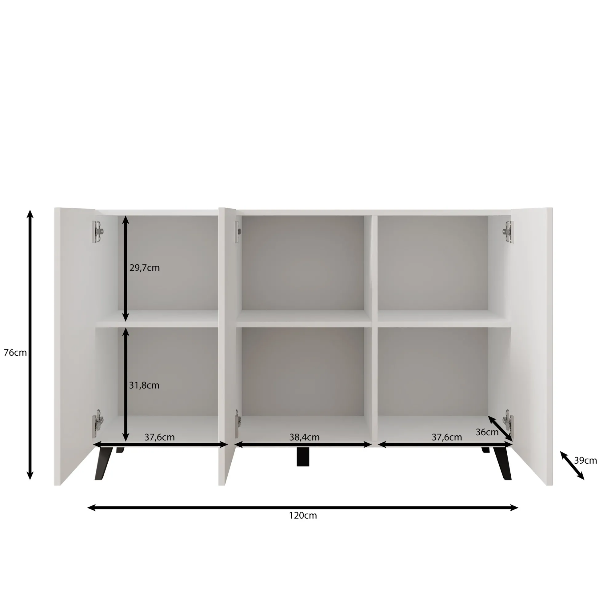 Pulse 3 - Dressoir - Wit - 120x39x76 cm
