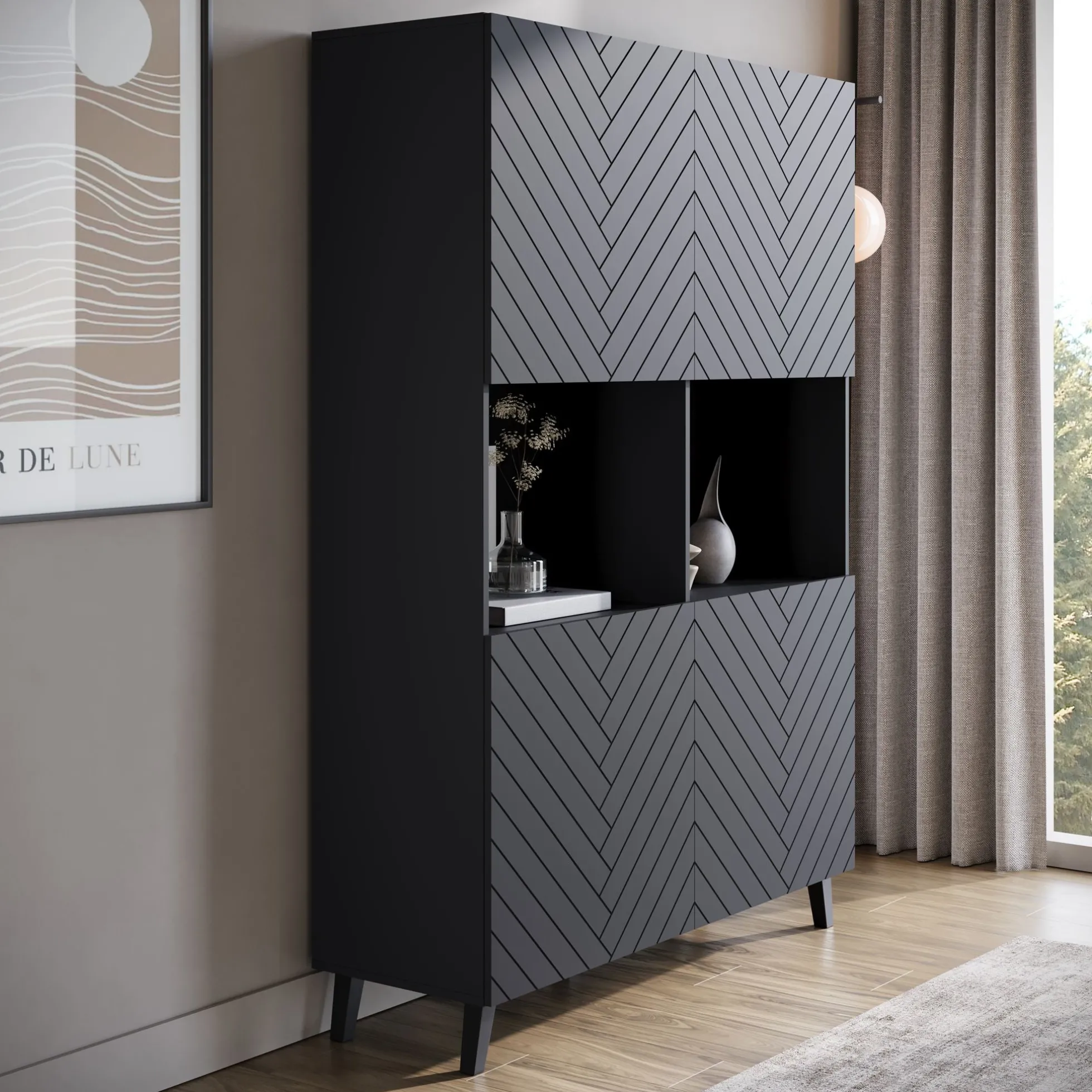 Pulse 2 - Dressoir - Zwart - 120x39x168 cm
