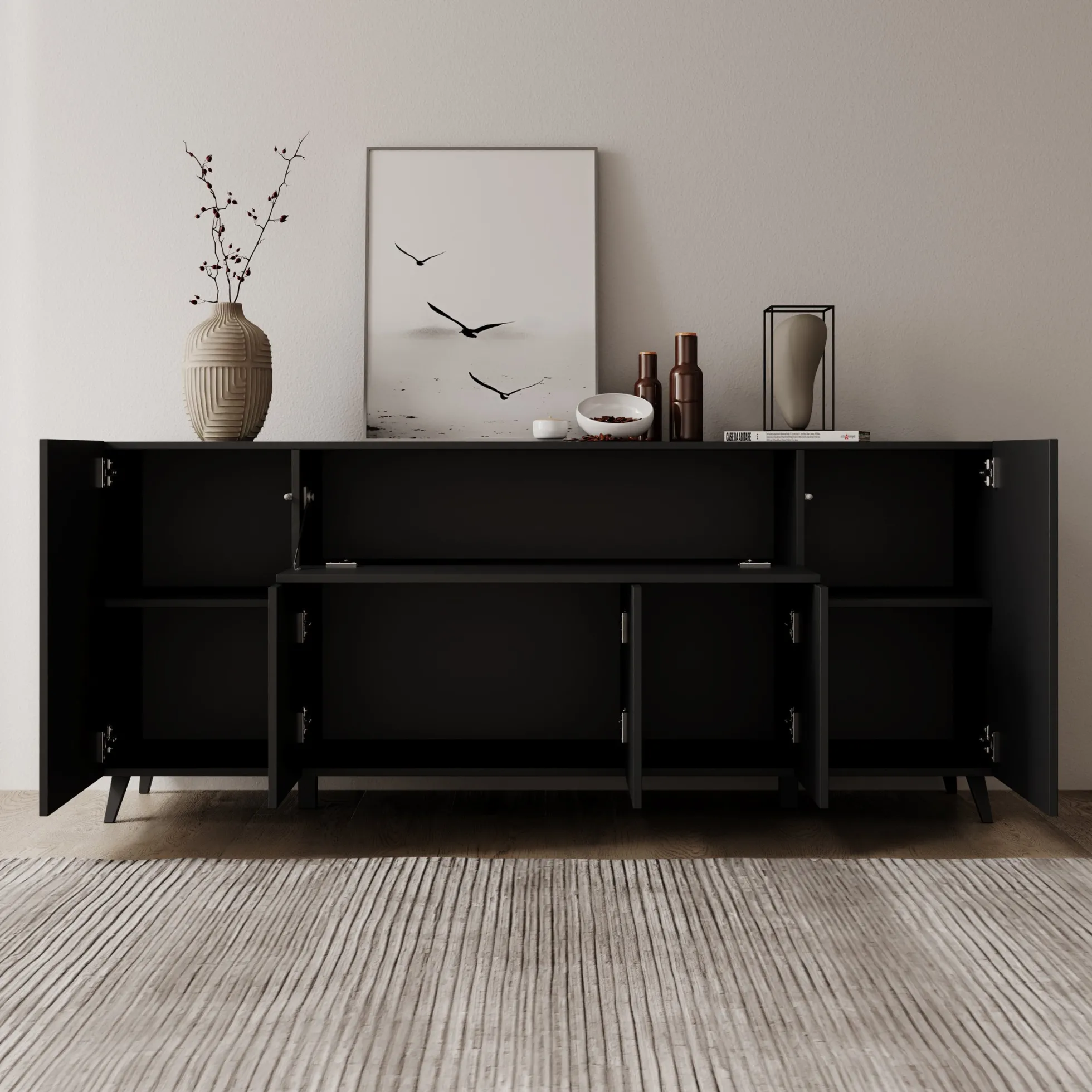 Pulse 4 - Dressoir - Zwart mat - 180x39x76 cm