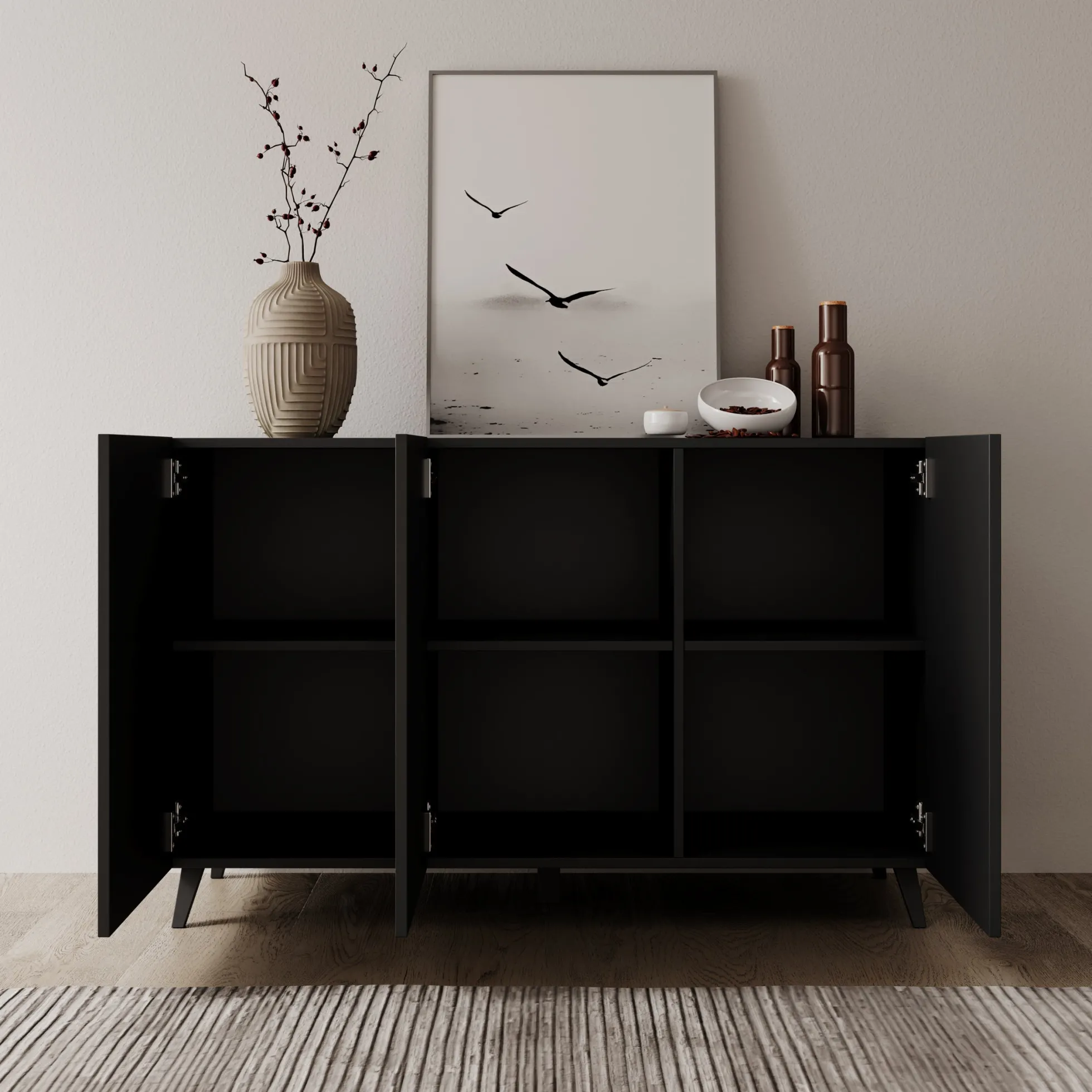 Pulse 3 - Dressoir - Zwart mat - 120x39x76 cm