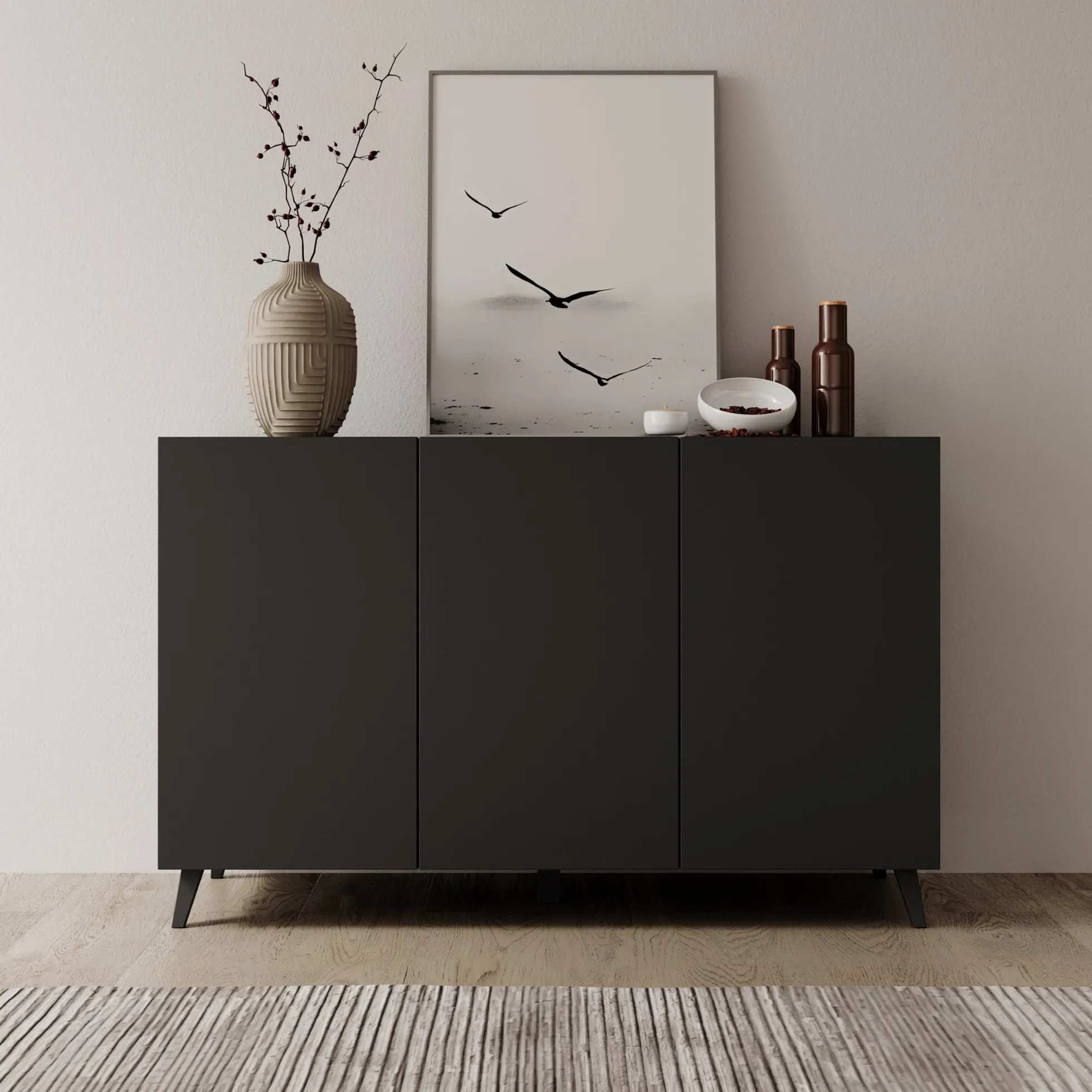 Pulse 3 - Dressoir - Zwart mat - 120x39x76 cm