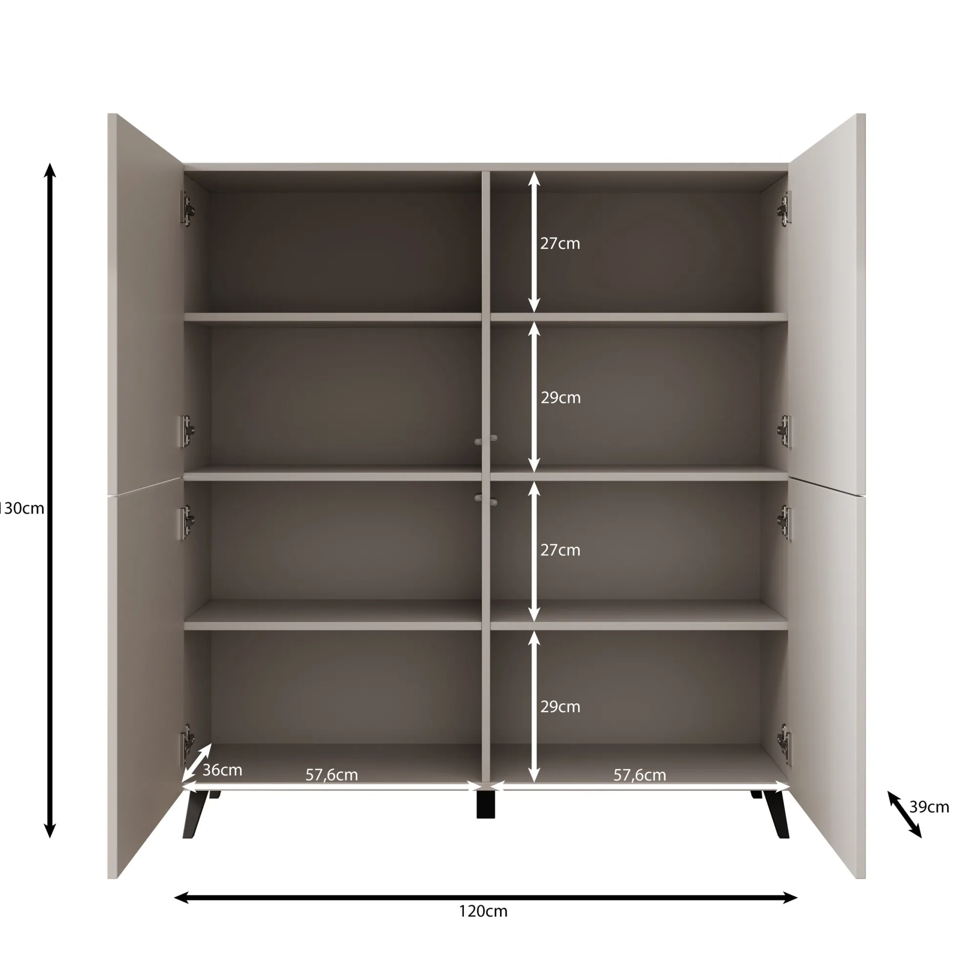 Pulse - Dressoir - Beige - 120x40x130 cm