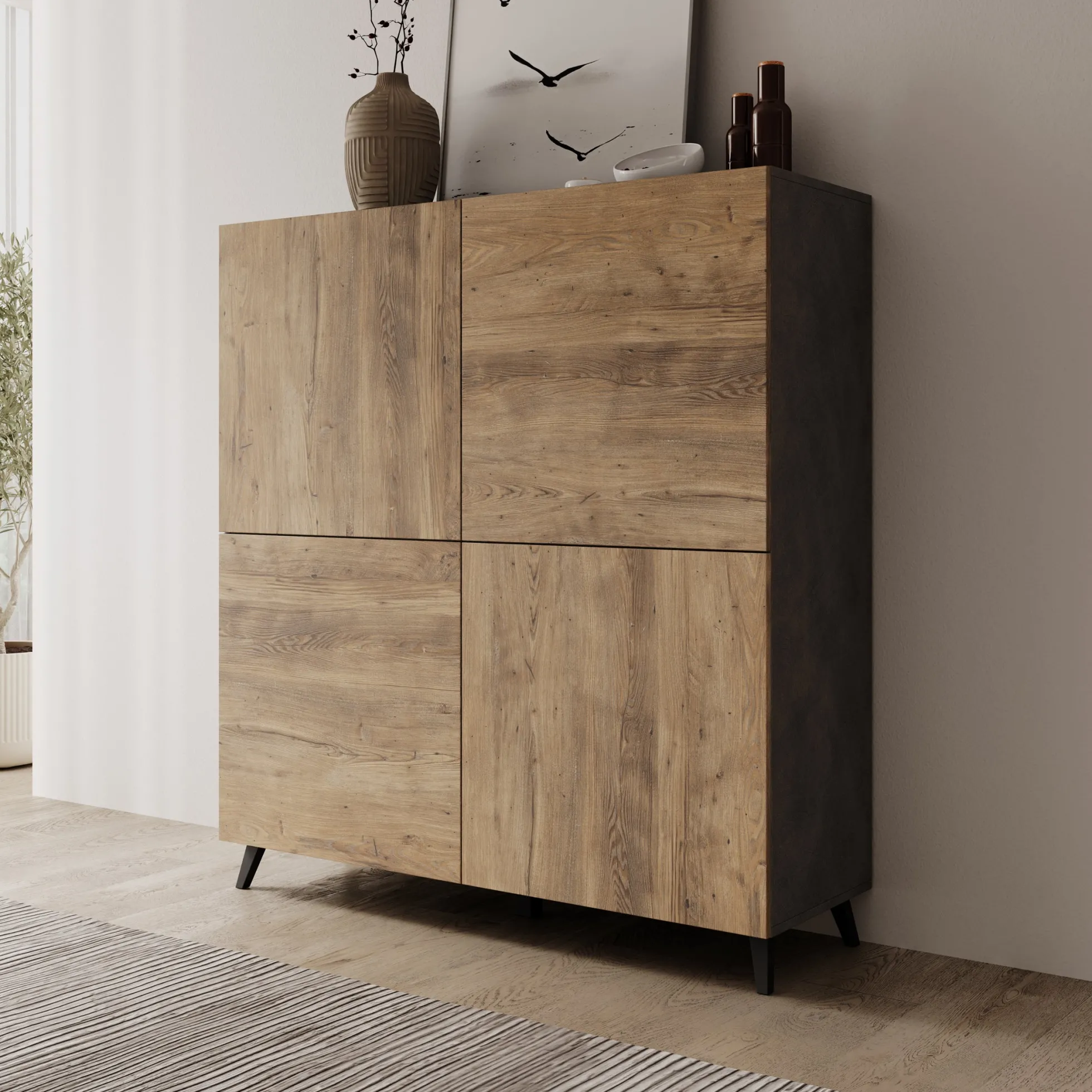 Pulse - Dressoir - Eikenpatroon/Grijs - 120x40x130 cm