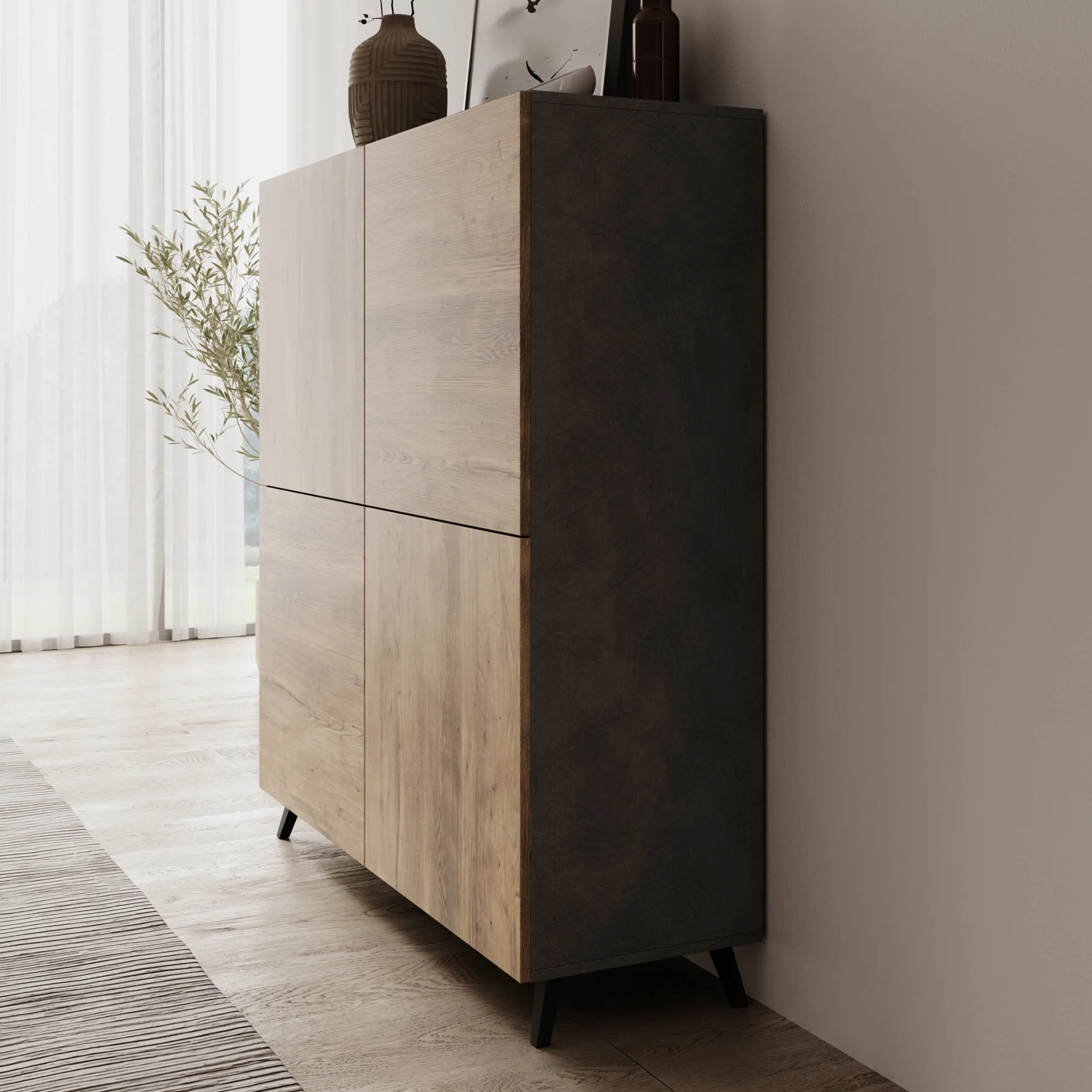 Pulse - Dressoir - Eikenpatroon/Grijs - 120x40x130 cm