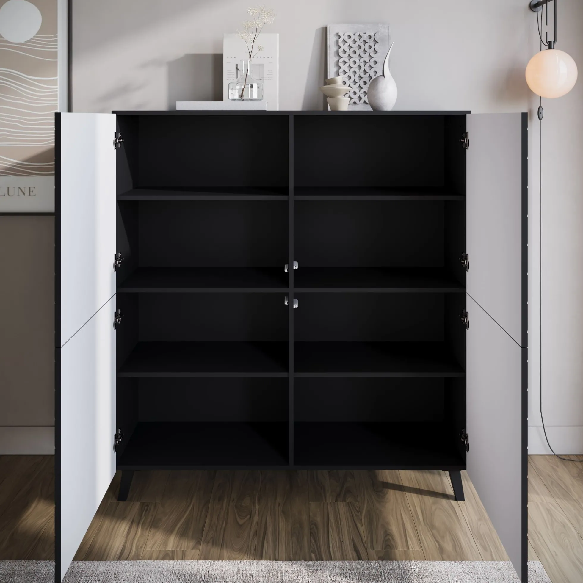 Pulse - Dressoir - Zwart - 120x39x128 cm