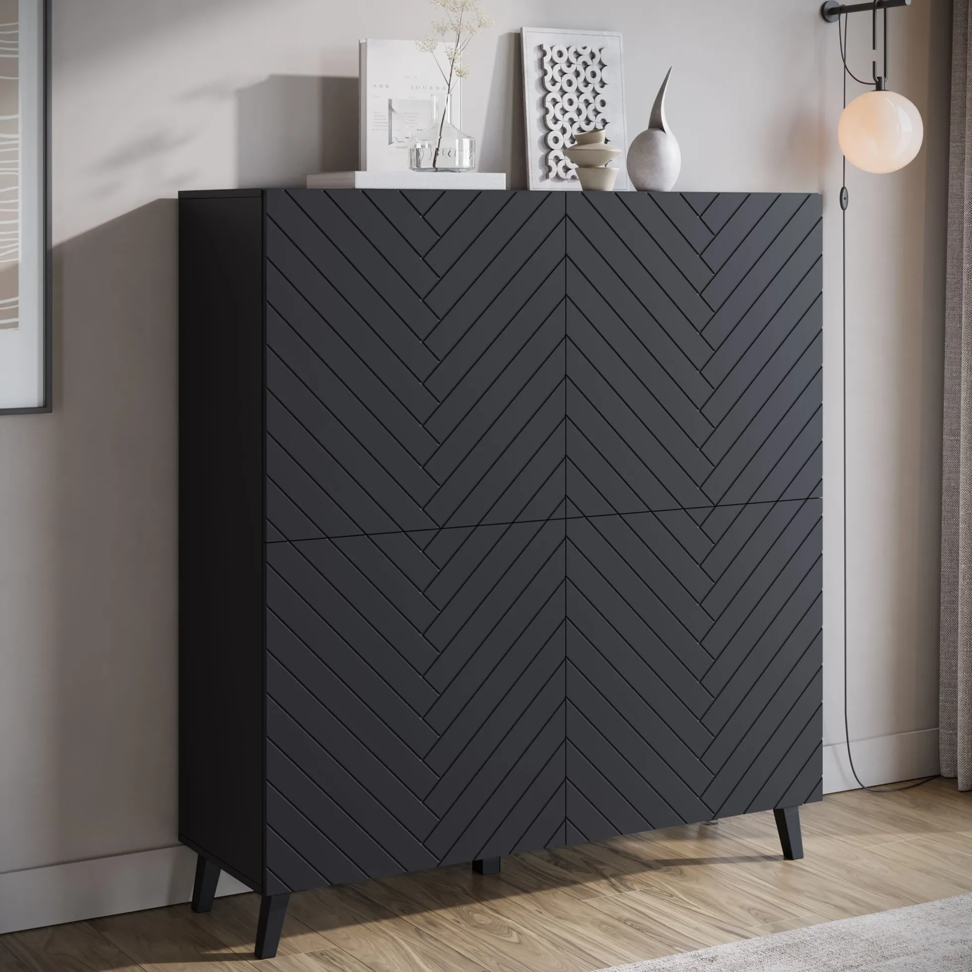 Pulse - Dressoir - Zwart - 120x39x128 cm