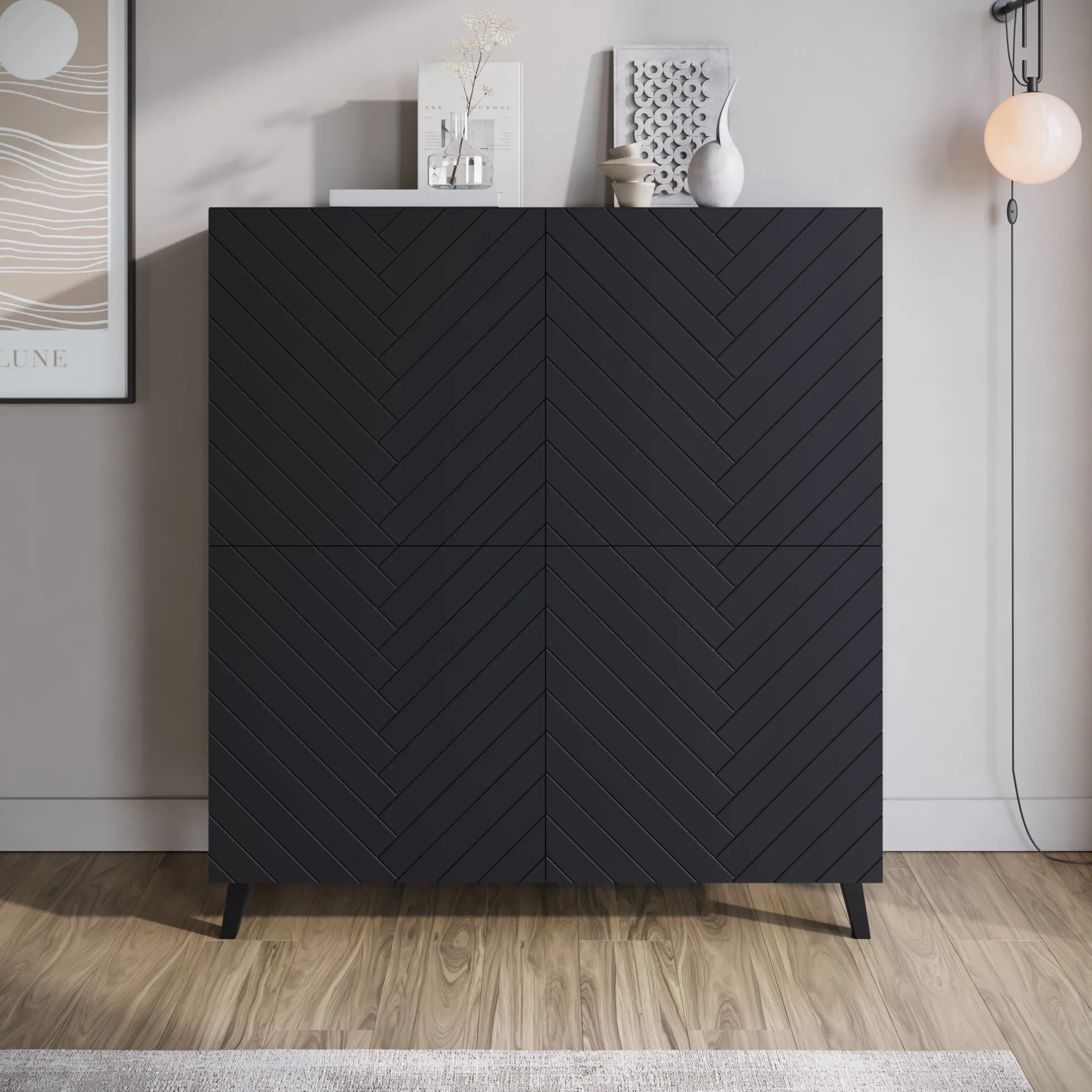 Pulse - Dressoir - Zwart - 120x39x128 cm