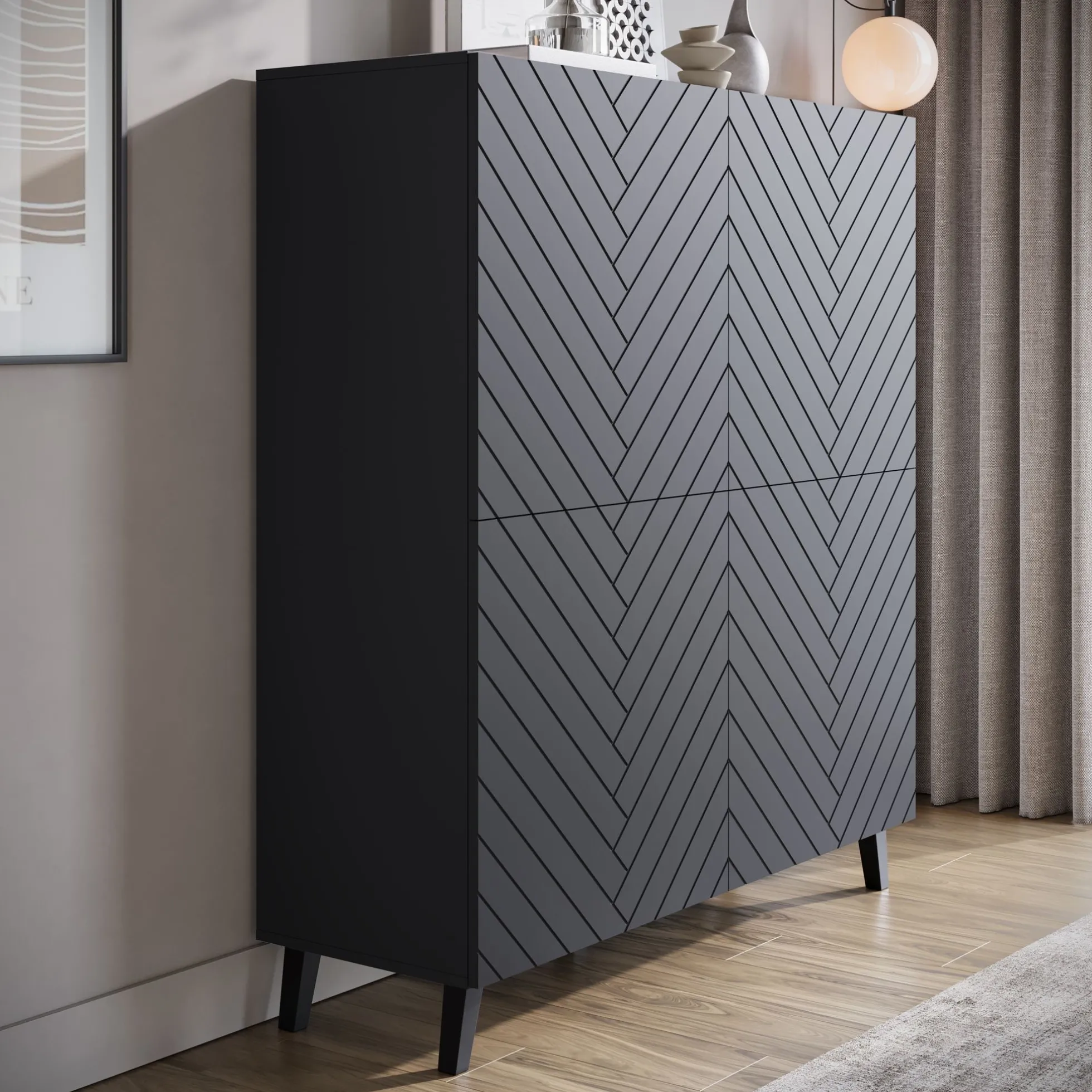 Pulse - Dressoir - Zwart - 120x39x128 cm