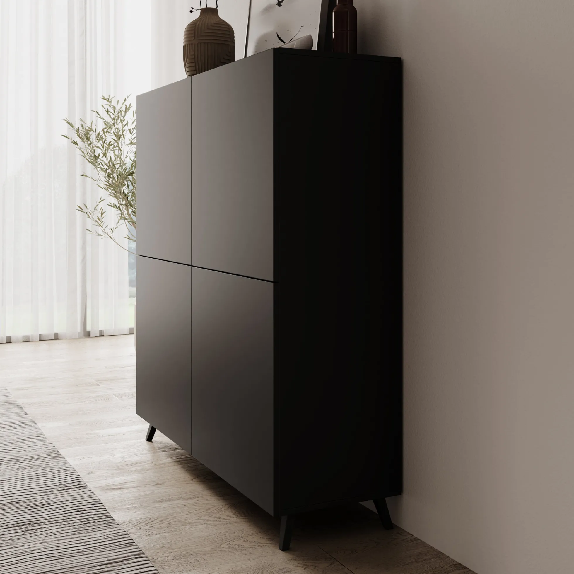 Pulse - Dressoir - Zwart mat - 120x40x130 cm