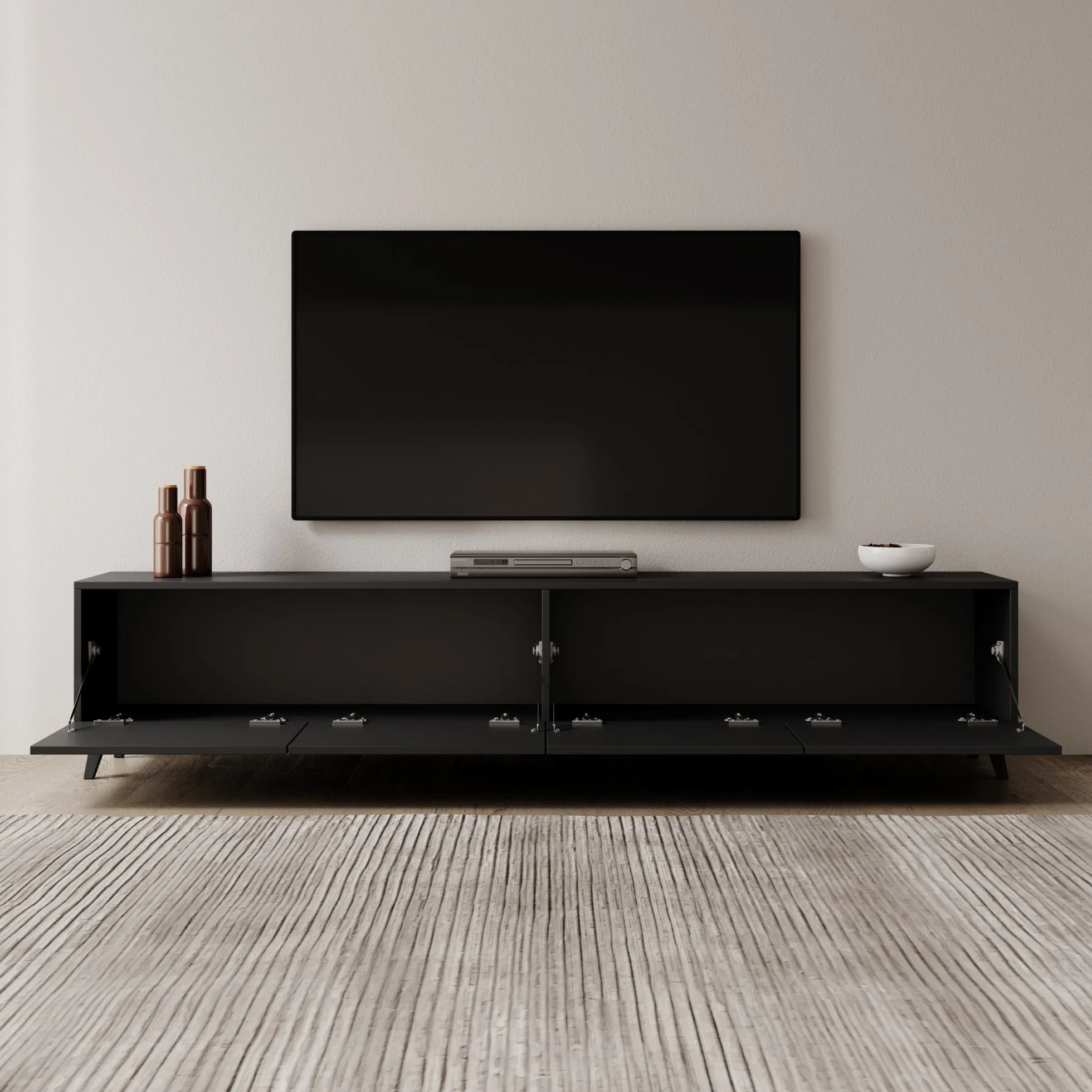 Pulse - TV-Meubel - Zwart mat - 190x33x40 cm