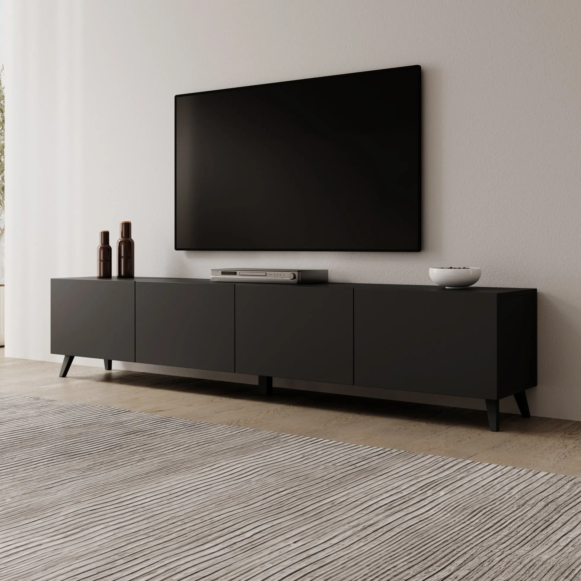 Pulse - TV-Meubel - Zwart mat - 190x33x40 cm