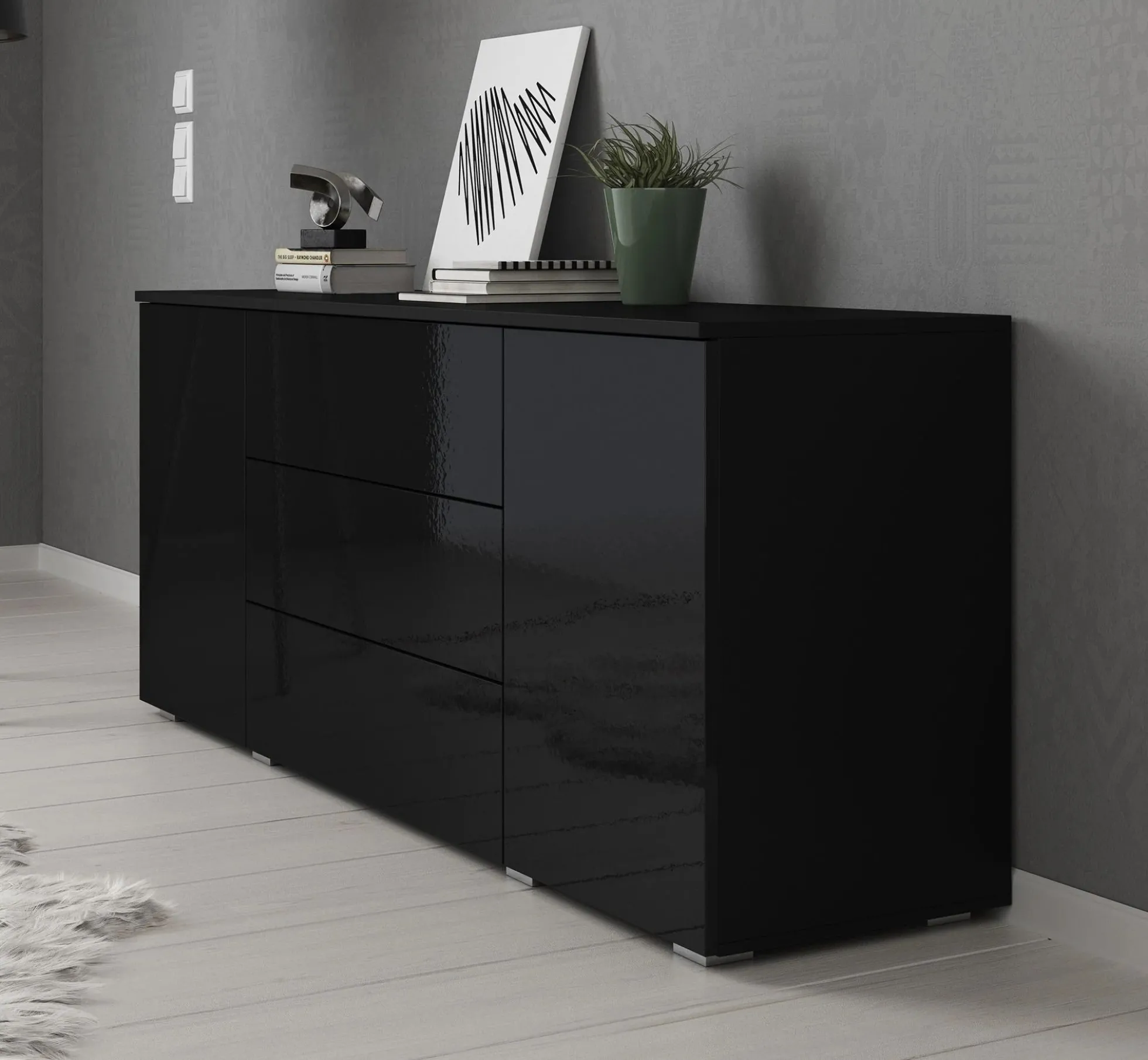 Pure - Dressoir - Zwart - 150x39x68 cm