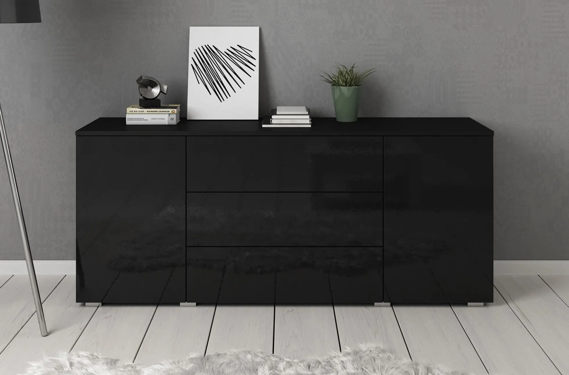 Pure - Dressoir - Zwart - 150x39x68 cm