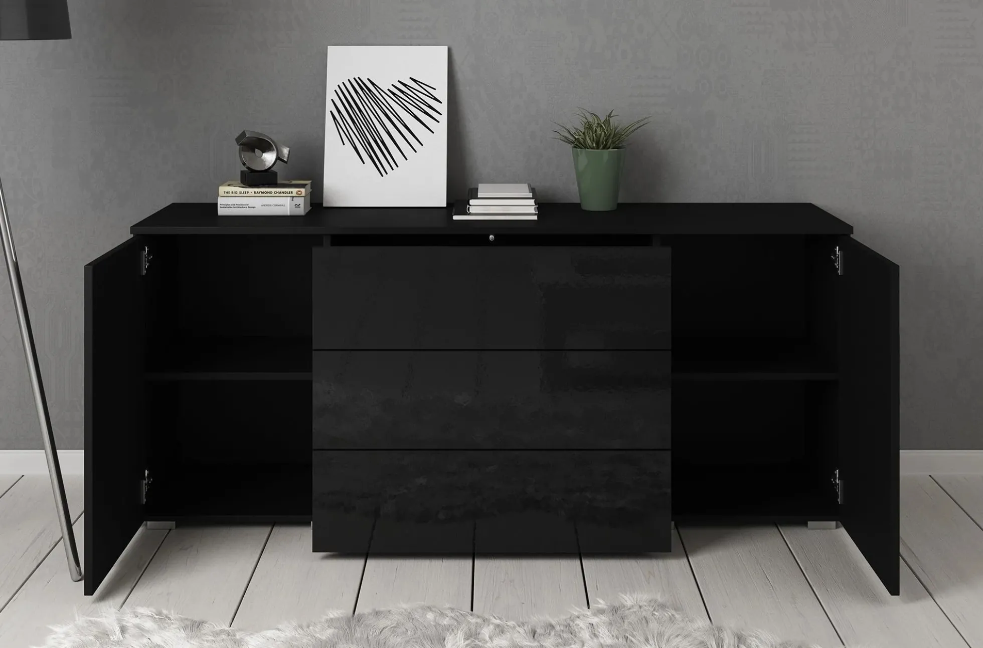 Pure - Dressoir - Zwart - 150x39x68 cm
