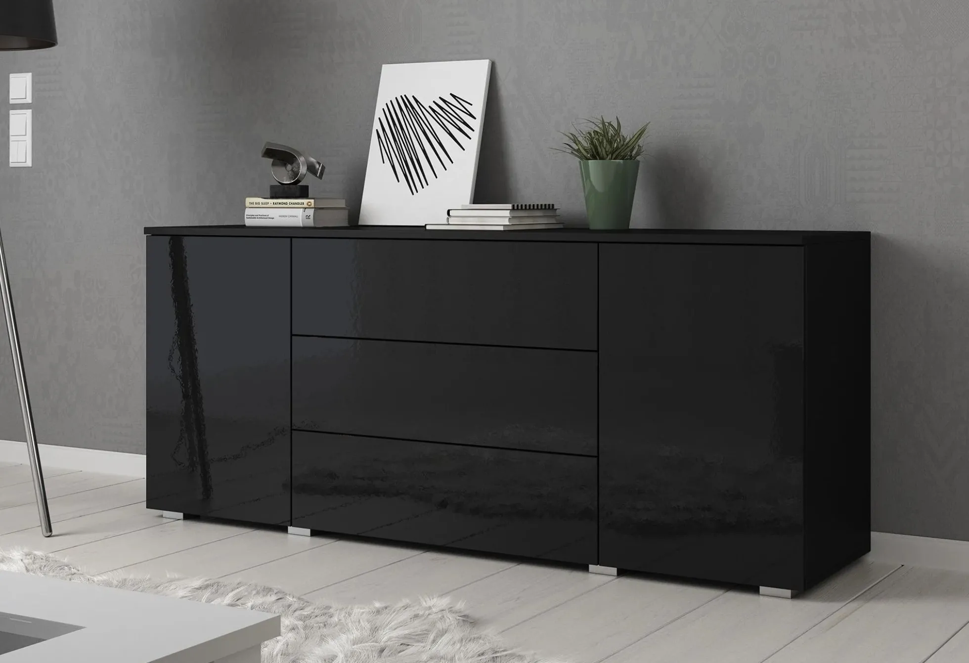 Pure - Dressoir - Zwart - 150x39x68 cm