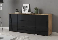 Pure - Dressoir - Zwart/eiken - 150x39x68 cm
