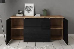 Pure - Dressoir - Zwart/eiken - 150x39x68 cm