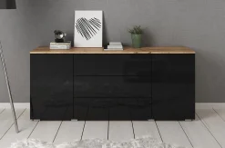 Pure - Dressoir - Zwart/eiken - 150x39x68 cm