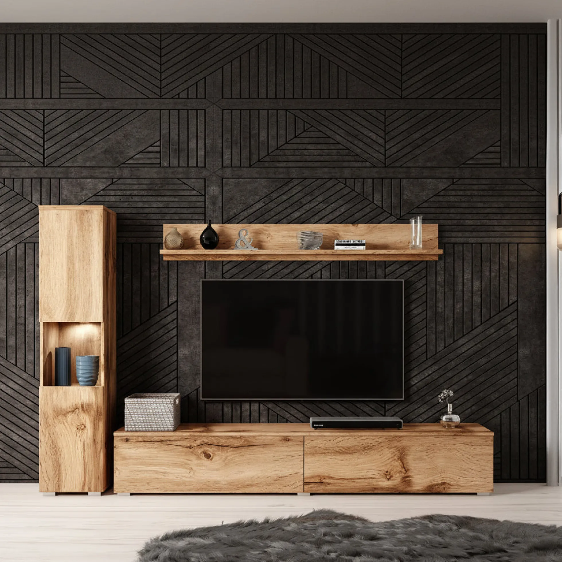 Pure - Wandmeubel - Eiken - 180x33x32 cm