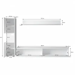 Pure - Wandmeubel - Zwart - 180x33x32 cm