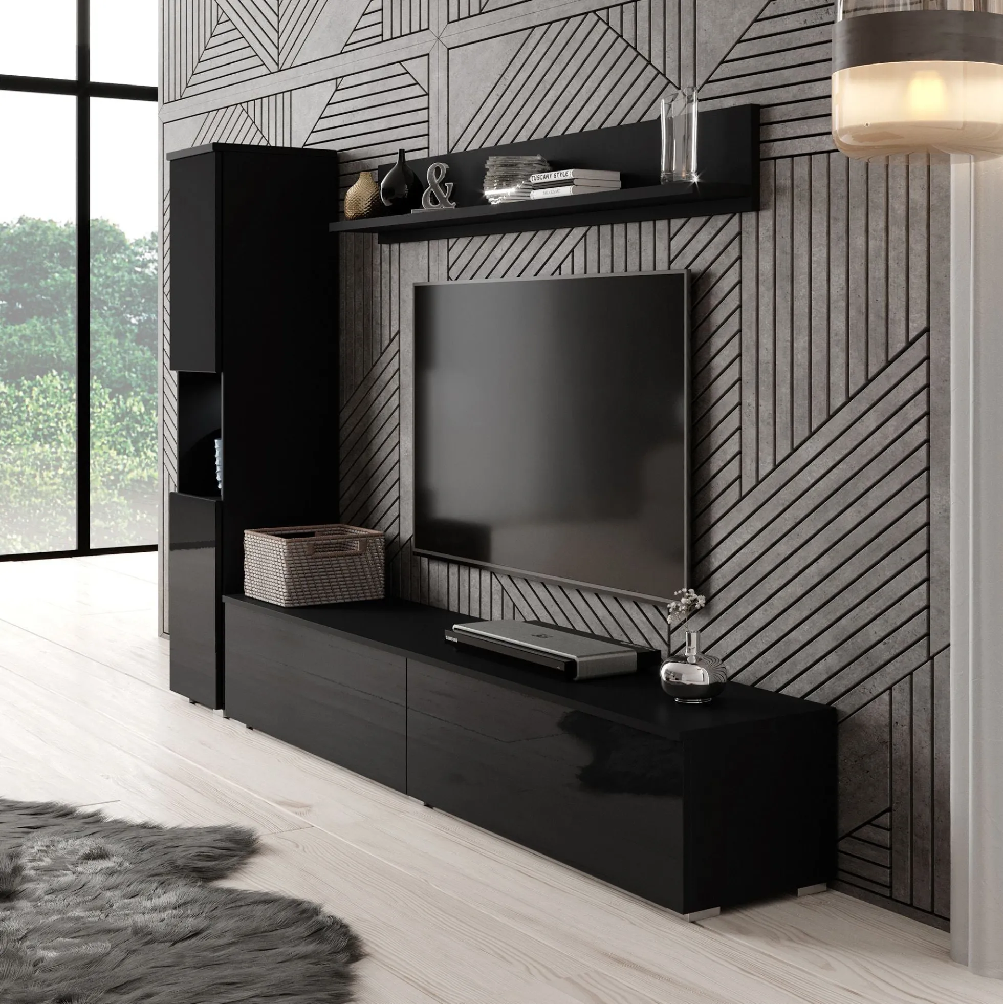 Pure - Wandmeubel - Zwart - 180x33x32 cm