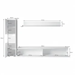 Pure - Wandmeubel - Zwart/donker eiken - 180x33x32 cm
