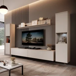 Pure XL - Wandmeubel - Beige - 180x33x130 cm