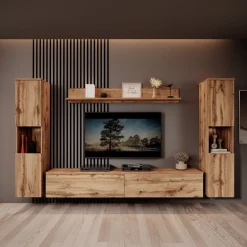 Pure XL - Wandmeubel - Eiken - 180x33x130 cm