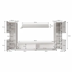 Pure XL - Wandmeubel - Eiken - 180x33x130 cm