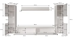 Pure XL - Wandmeubel - Eiken/Grijs - 180x33x130 cm