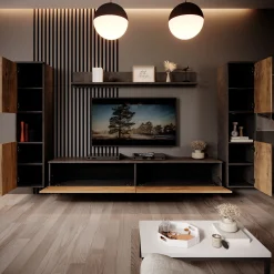 Pure XL - Wandmeubel - Eiken/Grijs - 180x33x130 cm