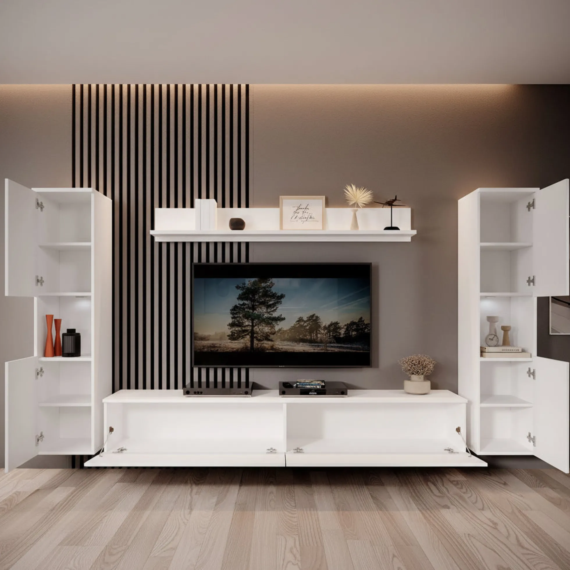Pure XL - Wandmeubel - Wit - 180x33x130 cm
