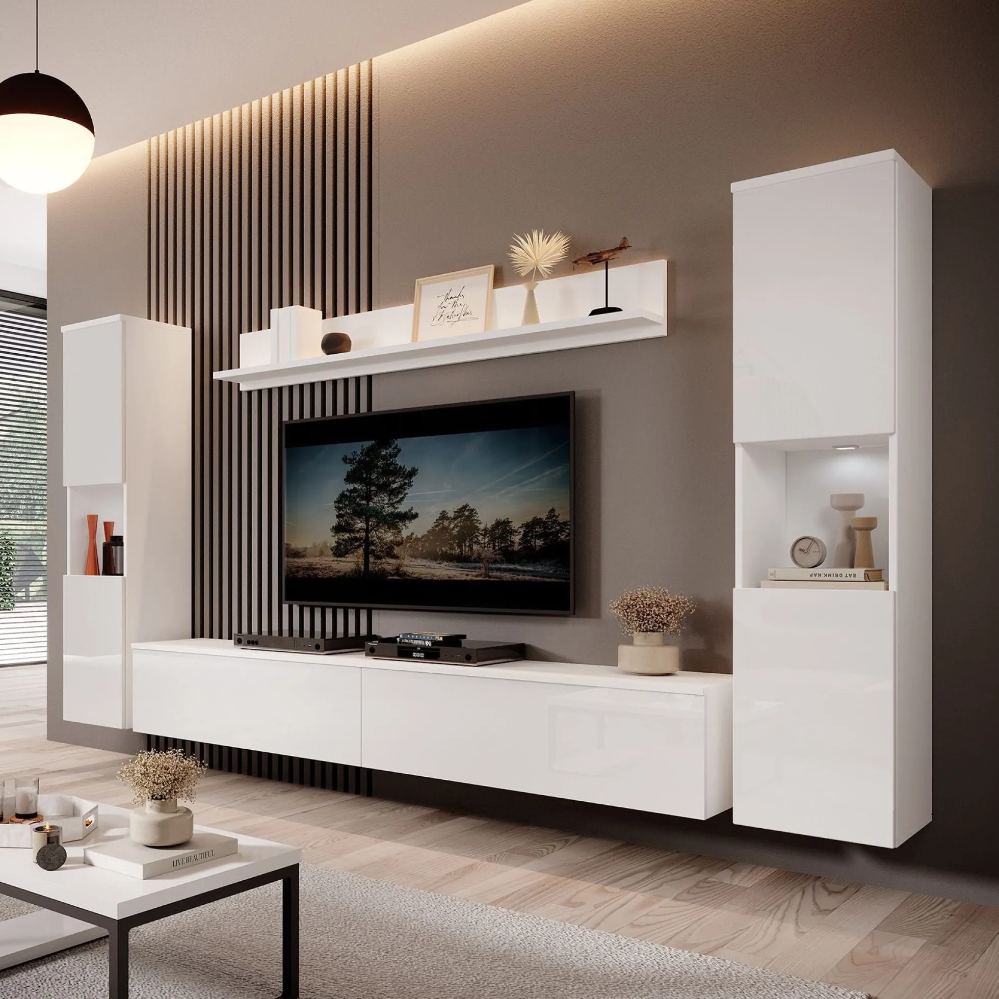 Pure XL - Wandmeubel - Wit - 180x33x130 cm