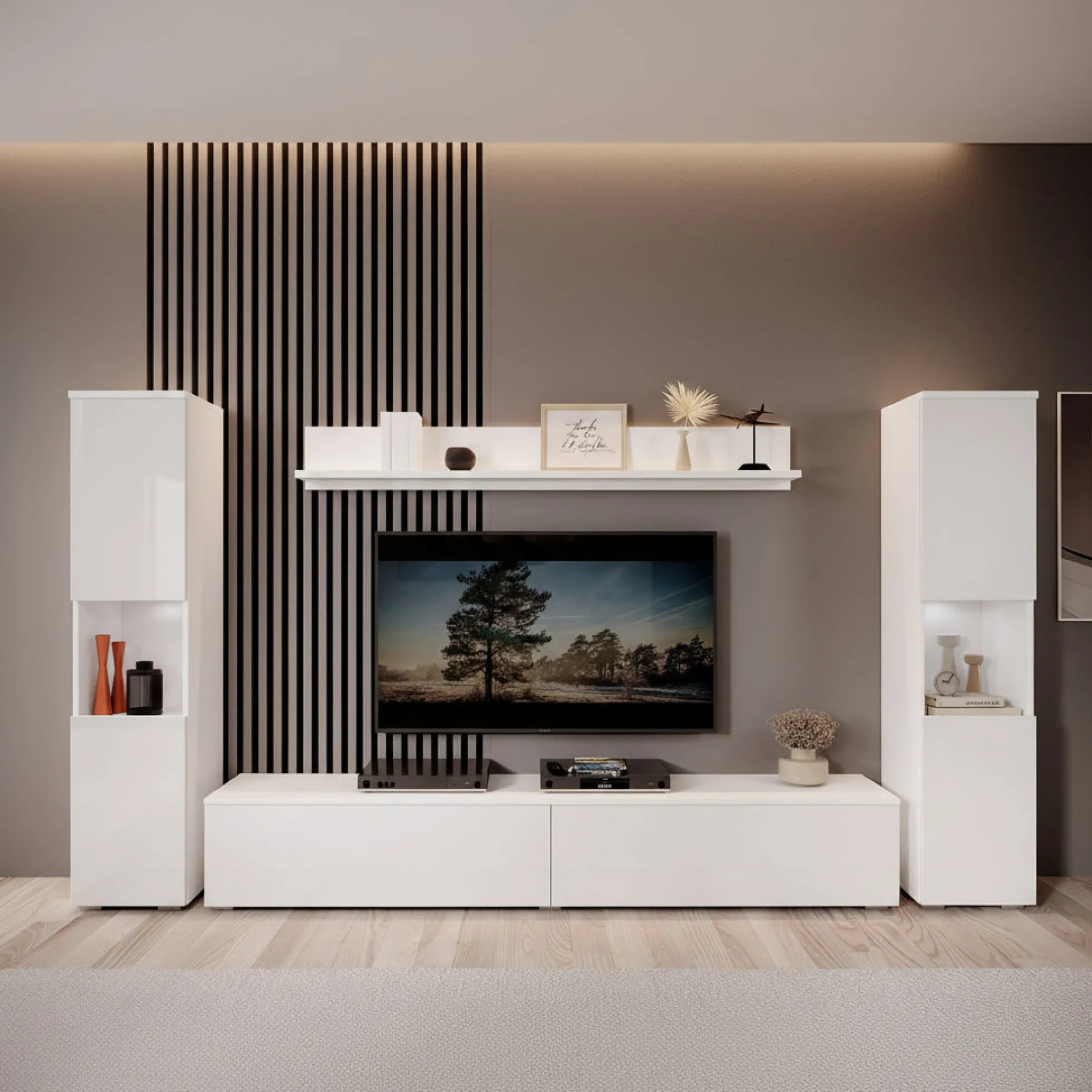 Pure XL - Wandmeubel - Wit - 180x33x130 cm