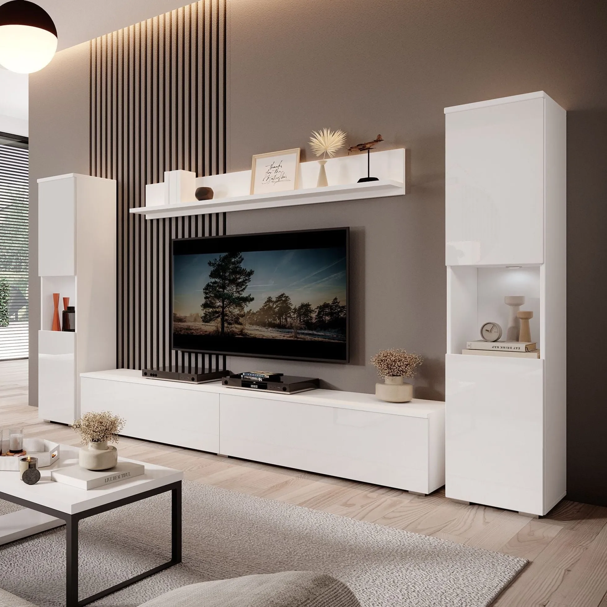 Pure XL - Wandmeubel - Wit - 180x33x130 cm