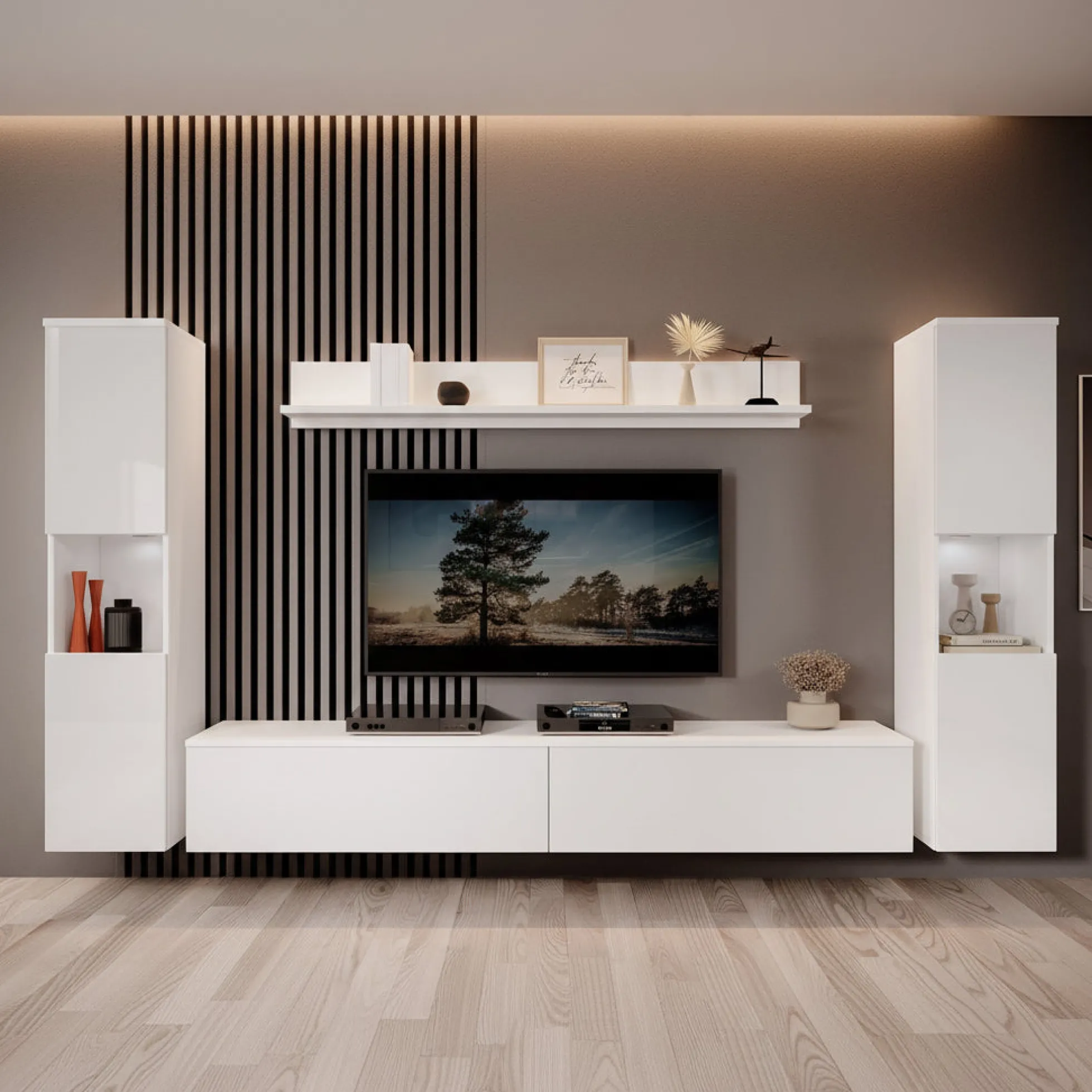 Pure XL - Wandmeubel - Wit - 180x33x130 cm