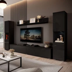 Pure XL - Wandmeubel - Zwart - 180x33x130 cm