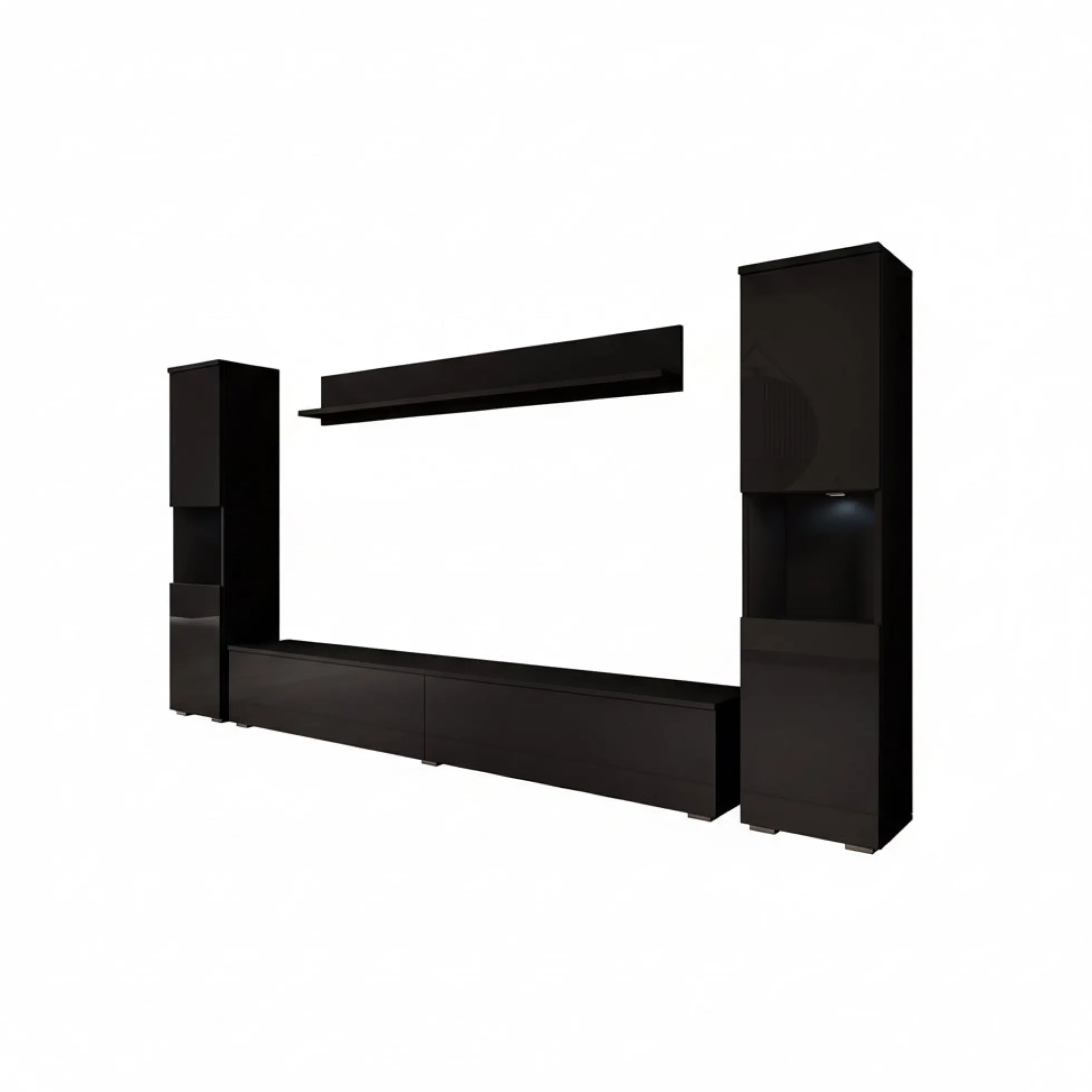 Pure XL - Wandmeubel - Zwart - 180x33x130 cm