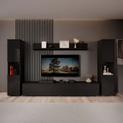 Pure XL - Wandmeubel - Zwart - 180x33x130 cm