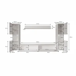 Pure XL - Wandmeubel - Zwart - 180x33x130 cm