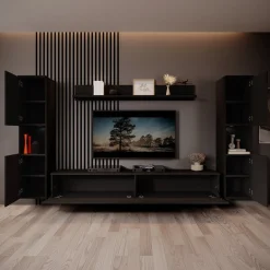 Pure XL - Wandmeubel - Zwart - 180x33x130 cm
