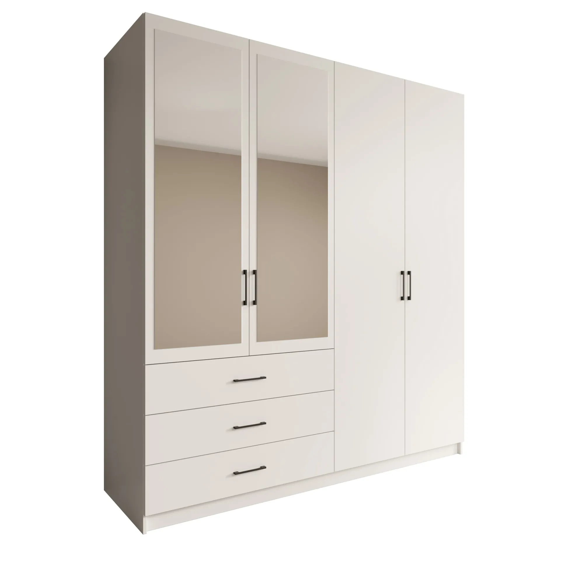 Puro - Kledingkast met 4 deuren - Wit - 196x60x215 cm