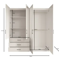 Puro - Kledingkast met 4 deuren - Beige - 196x60x215 cm