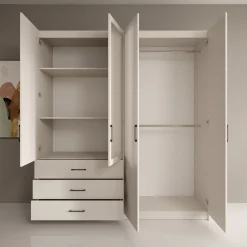 Puro - Kledingkast met 4 deuren - Beige - 196x60x215 cm