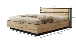 Quarry - Tweepersoonsbed met opbergruimte - Eiken - 180x200 cm