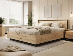 Quarry - Tweepersoonsbed met opbergruimte - Eiken - 180x200 cm
